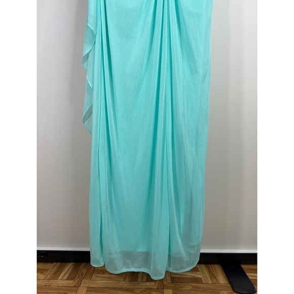 David's Bridal Women's Halter Neck Turquoise Maxi Dress Sz.10 - Picture 9 of 12